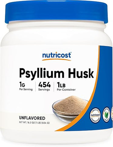 Psyllium Husk Ground Powder (454g) – Livre de Glúten e Não-OGM - Nutricost