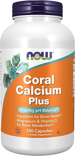 Supplements – Cálcio de Coral Plus, Saúde Óssea, Equilíbrio de pH Saudável, 250 Cápsulas Vegetais - NOW Foods