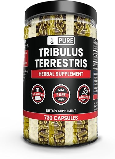 PURE ORIGINAL INGREDIENTS - Tribulus Terrestris Puro com Ingredientes Originais, Sem Preenchedores de Magnésio ou Arroz, Sempre Puro, Verificado em Laboratório (730 Cápsulas)