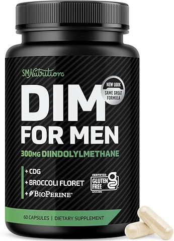 SMNutrition - DIM 300mg Para Homens, Bloqueador de Estrogênio – Aumente sua Performance Masculina