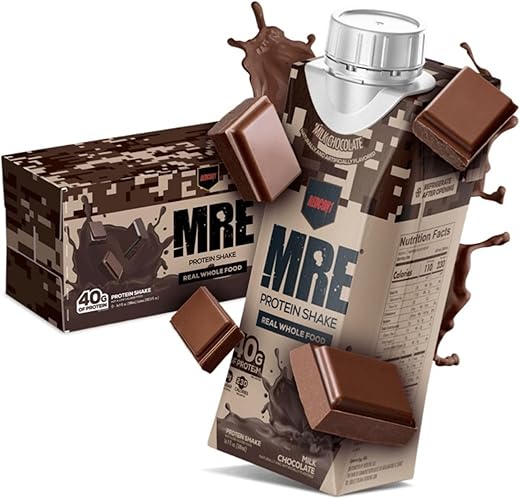 MRE Shake Pronto para Beber, Chocolate ao Leite – Proteína 40g sem Lactose Whey Free RTD Feita com Mistura de Proteínas de Alimentos Integrais Reais – Amigável ao Keto e Fácil de Digestar - REDCON1