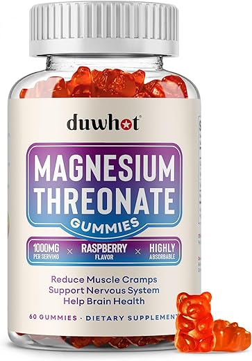 duwhot - Gomas de Magnésio Treonato 1000mg, Suplemento de Magnésio para Crianças