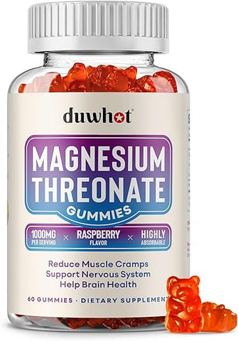duwhot - Gomas de Magnésio Treonato 1000mg, Suplemento de Magnésio para Crianças