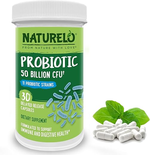Probióticos para Saúde Digestiva – 50 Bilhões UFC, 11 Cepas Diárias – Reforça o Sistema Imunológico, Liberação Retardada, 30 Cápsulas Vegetarianas - NATURELO