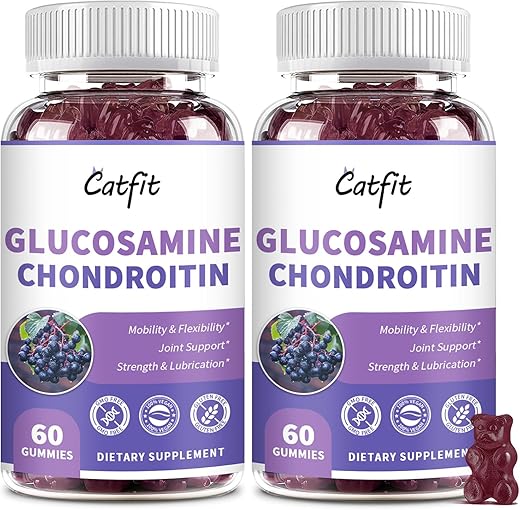 Catfit - Gummies de Glucosamina e Condroitina, Suplemento Extra Forte para Suporte à Saúde das Articulações com MSM