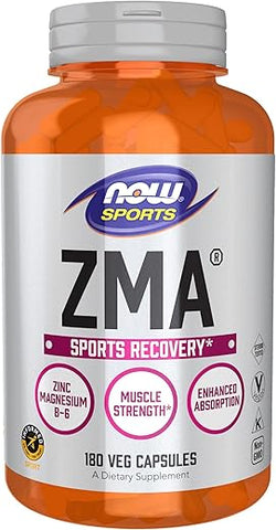 Sports Nutrition ZMA – Absorção Aprimorada, Recuperação Esportiva, 180 Cápsulas - NOW Foods