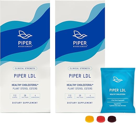 Gomas de Plant Sterol para Saúde do Colesterol: Suplemento de Colesterol com Plant Sterols (2 Caixas, 224 Gomas) - Piper Biosciences