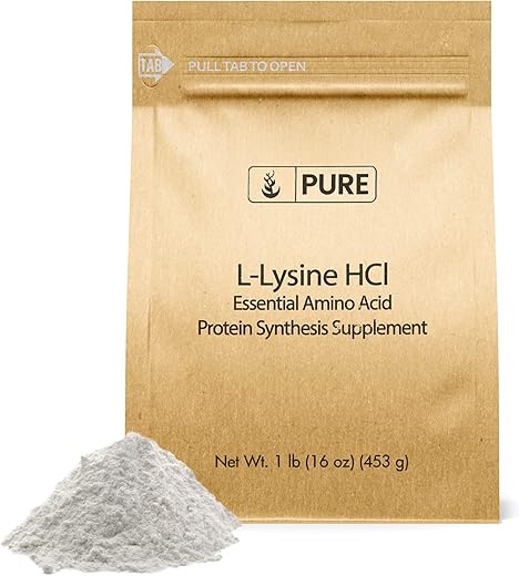 PURE ORIGINAL INGREDIENTS - L-Lysine HCl (454g) – Aminoácido Alpha Puro e Original, Livre de Transgênicos e Glúten