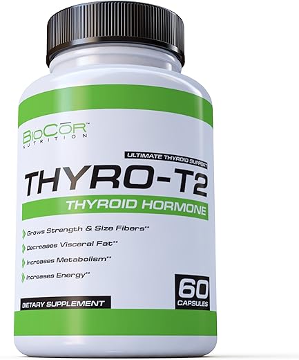 BioCor Nutrition Thyro-T2 – Queimador de Gordura Hormonal da Tireoide – Acelere o Metabolismo e Perca Peso (60 Cápsulas – 1 Mês de Fornecimento)