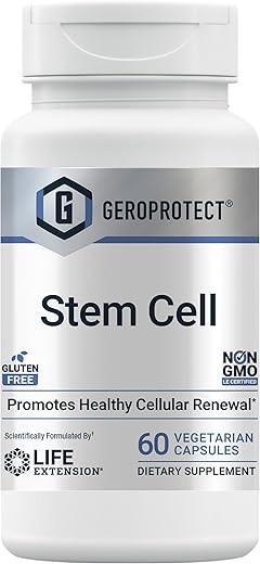 Suplemento de Fórmula de Nutrientes à Base de Plantas GeroProtect Stem Cell da Life Extension – Suporte Celular Saudável para o Anti-Envelhecimento