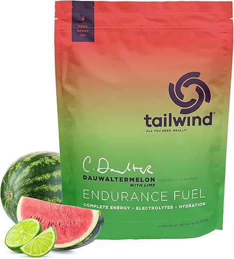 Endurance Fuel: Pó para Bebida Esportiva com Eletrólitos, Sem OGM, Livre de Soja, Laticínios e Glúten, Vegano, Sabor Melancia Dauwalter, 50 Porções - Tailwind Nutrition