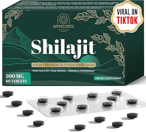 Kanacoufce - 30,000 MG de Comprimidos de Shilajit, Orgânico do Himalaia, com Ácido Fúlvico – Marca Shilajit