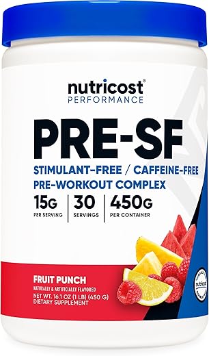 Pré-Treino em Pó Sem Estimulantes Sabor Frutas Vermelhas 30 Porções – Sem Glúten, Não-OGM - Nutricost