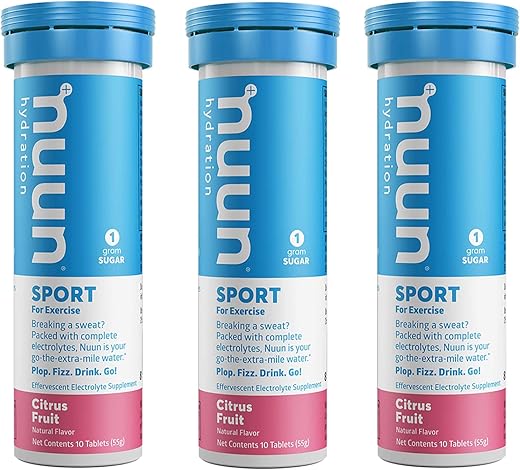 Active – Comprimidos de Bebida Energética com Eletrólitos de Frutas Cítricas (3 Pacotes de 10) - Nuun