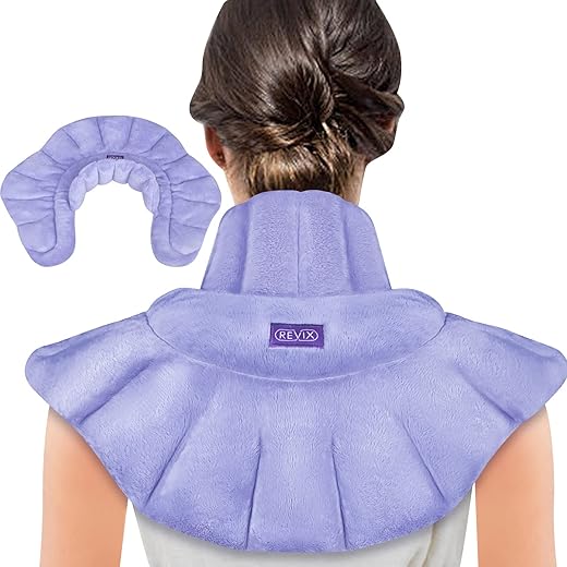 Almofada de Aquecimento para Alívio de Dor no Pescoço, Ombros e Costas com Calor Úmido, Envoltório Ponderado Aquecido para o Pescoço no Micro-ondas, Perfumado - REVIX