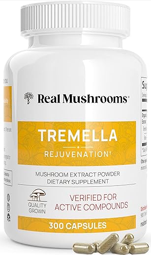 Extrato de Cogumelo Tremella (300 un) Mistura de Cogumelos para Suporte Imunológico, Cérebro e Pele – Vegano, Não-OGM, Suplementos de Cogumelos Orgânicos para Humanos – Suporte Imunológico - Real Mushrooms