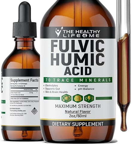 THE HEALTHY LIFE 4 ME - Fulvic Acid Humic Trace Minerals Líquido | Hidratação | Suplemento Keto | Energia | Equilíbrio de pH | Cabelo | Fornecimento de 2 Meses | Cor Líquida – Marrom