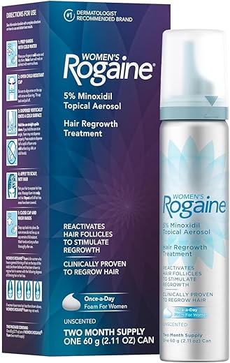 Espuma Minoxidil 5%% Tratamento Diário Queda de Cabelo Feminino 2 Meses 60g - Rogaine