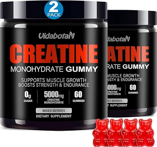 vidabotan - Gomas de Creatina Monohidratada Sem Açúcar 5g para Homens – Marca: Gummies