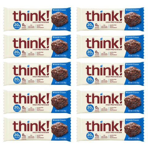 Generic - Think! Barras de Proteína, Snacks de Alta Proteína, Sem Glúten, Amigáveis ao Kosher, Brownie Crocante, Barras Nutricionais, 60g por Barra – 20 Unidades