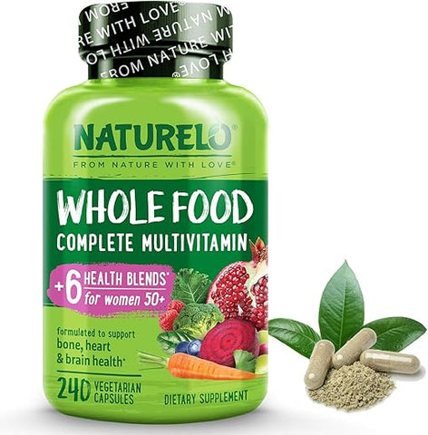 Multivitamínico Integral para Mulheres 50 (Sem Ferro) com Vitaminas, Minerais – Marca NATURELO - NATURELO
