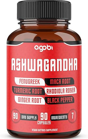 agobi - Ashwagandha Extrato Cápsulas 8050mg – 7 Ervas Combinadas Fenacho, Maca, Cúrcuma, Rodiola, Gengibre | Potencialize sua saúde com a marca líder