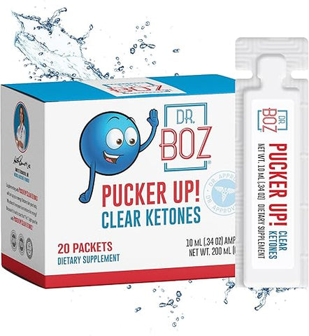 Pucker UP! Clear Ketones – 20 Porções – BHB Líquido Puro – Ação Rápida – Aumente a Energia - Dr. Boz