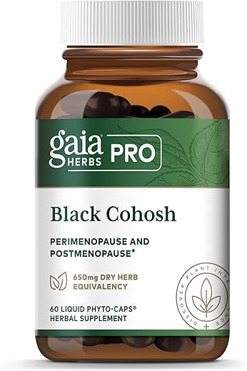 Pro Black Cohosh – Suporte para Menopausa – Equilíbrio Hormonal para Mulheres – com Black Cohosh – 60 Cápsulas Líquidas Veganas de Fitoterápicos (60 Porções) - Gaia Herbs