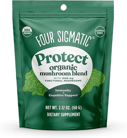 Mistura Defend Mushroom Blend da Four Sigmatic | Pó Orgânico de Cogumelo Complexo com Lion’s Mane, Cordyceps, Chaga, Reishi e Mais | Suporte Natural para o Sistema Imunológico | Vegano | 100g