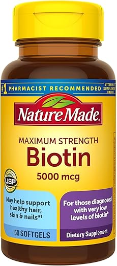Biotina 5000 mcg – Fortalece Cabelos e Pele – 60 cápsulas - Nature Made