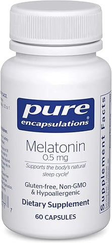 Melatonina 0.5 mg Pure Encapsulations – Auxiliar Natural do Sono para a Hora de Dormir – Regula o Ciclo Sono-Vigília – Suplemento de Melatonina 0.5 mg – Vegano