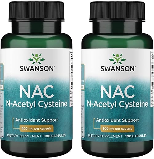 NAC N-Acetyl Cysteine 600 mg – 100 Cápsulas | Antioxidante e Suporte à Saúde Celular (2 Pacotes) - Swanson