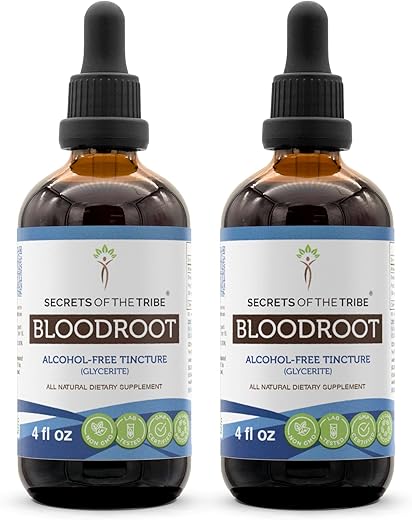 Secrets of the Tribe - Segredos da Tribo – Extrato de Tintura de Raiz de Sanguinária (Sanguinaria Canadensis) Responsavelmente Cultivada, Livre de Álcool (2×4 fl oz)