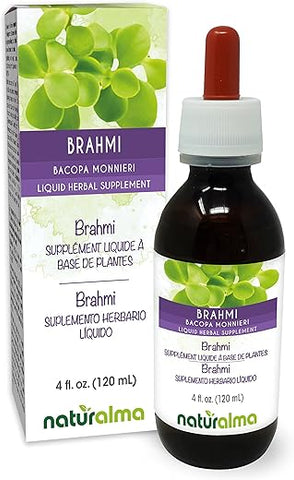 Brahmi (Bacopa monnieri) – Tintura sem álcool de 120 ml – Extrato líquido em gotas – Herbal Vegan – Naturalma - Naturalma