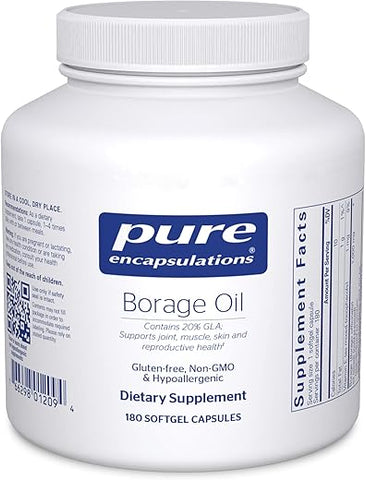 Pure Encapsulations - Óleo de Borragem Pure Encapsulations | Suplemento Dietético Hipoalergênico | 180 Cápsulas Softgel | Marca