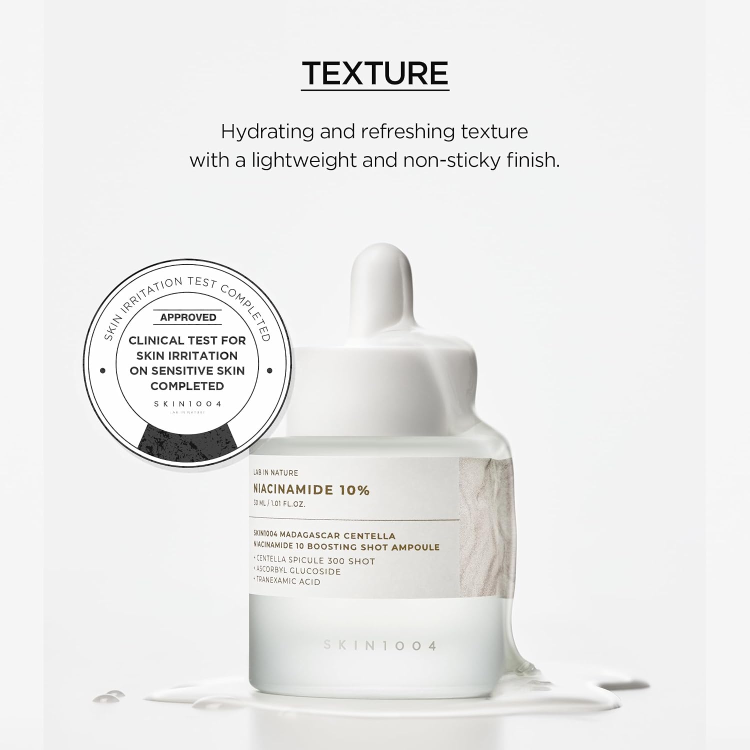 SKIN1004 Niacinamide 10% Boosting Shot Ampoule, Niacinamide Spicule Serum for Face, Facial Ampoule with Tranexamic Acid, Pore Minimizer for Face, Madagascar Centella, Korean Skin Care, 1.01fl.oz/ 30ml