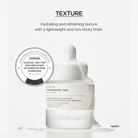 SKIN1004 Niacinamide 10% Boosting Shot Ampoule, Niacinamide Spicule Serum for Face, Facial Ampoule with Tranexamic Acid, Pore Minimizer for Face, Madagascar Centella, Korean Skin Care, 1.01fl.oz/ 30ml