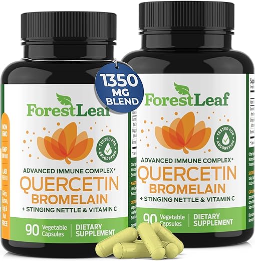 Quercetina com Bromelina – Mistura de 1350mg com Vitamina C - ForestLeaf