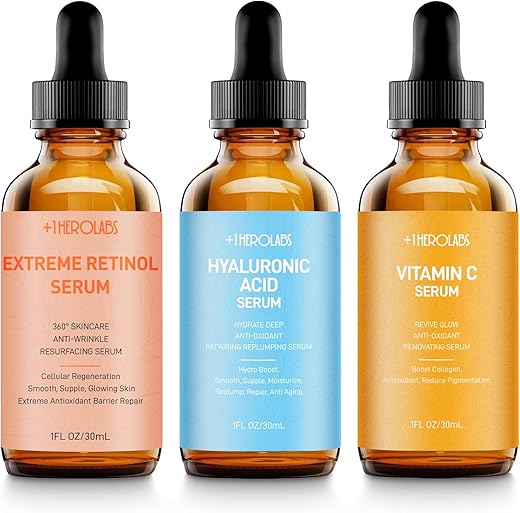 1HEROLABS - Conjunto de Serum Facial – Serum de Retinol, Vitamina C