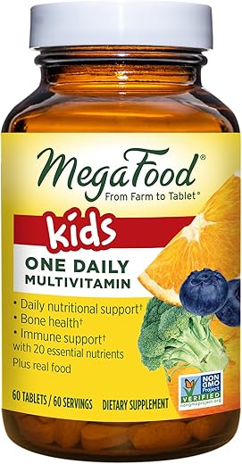 Kids One Daily – Vitaminas Infantis – Com Vitamina B, Vitamina C, Vitamina D – 30 comprimidos - MegaFood