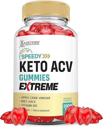 Justified Laboratories - Speedy Keto Gummies Extreme 2000MG – Fórmula Avançada de Gomas de Vinagre de Maçã com Romã e Beterraba em Pó B12 Vegan Non GMO 60 Gummys