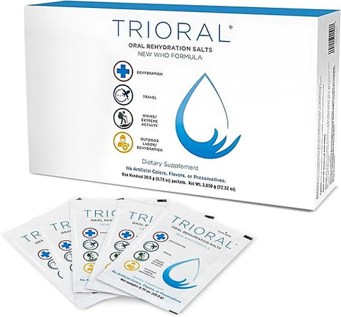 Pó de Eletrólitos para Hidratação (100 Pacotes) – Solução de Reidratação Rápida, Fórmula Hidratante Essencial, Combate a Desidratação em Treinos e Esportes - TRIORAL