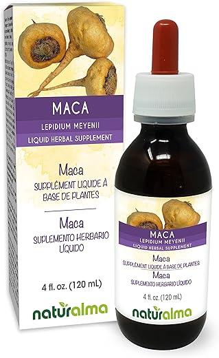 Maca ou Ginseng Peruano (Lepidium meyenii ou L. peruvianum) Tintura sem álcool de raiz – Extrato líquido em gotas de 118 ml – Suplemento herbal – Vegano - Naturalma