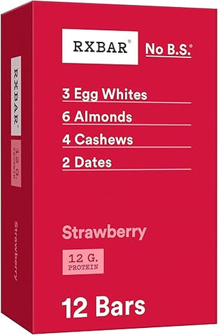 Barras de Proteína, 12g Proteína, Snacks Sem Glúten, Morango, Caixa de 22oz (12 Barras) - RXBAR