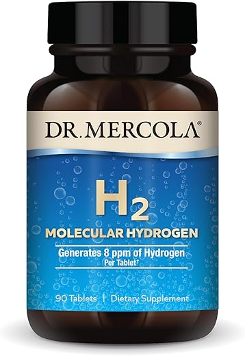 H2 Molecular Hydrogen – 90 Serviços (90 Comprimidos) – Suporte à Saúde Cerebral e Função Cognitiva – Não OGM - Dr. Mercola