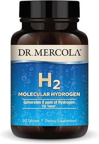 H2 Molecular Hydrogen – 90 Serviços (90 Comprimidos) – Suporte à Saúde Cerebral e Função Cognitiva – Não OGM - Dr. Mercola