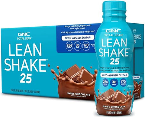 Total Lean Shake 25 – Chocolate Suíço – 12 Frascos | 25g Proteína por Porção - GNC