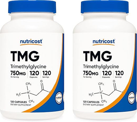 TMG 750mg – 120 Cápsulas (2 Frascos) – Aumente sua performance! - Nutricost