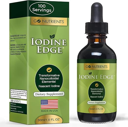 Suplemento Orgânico de Iodo Nascente Iodine Edge Avançado em Gotas para Suporte da Tireoide, Energia Aumentada e Função Cognitiva - Go Nutrients